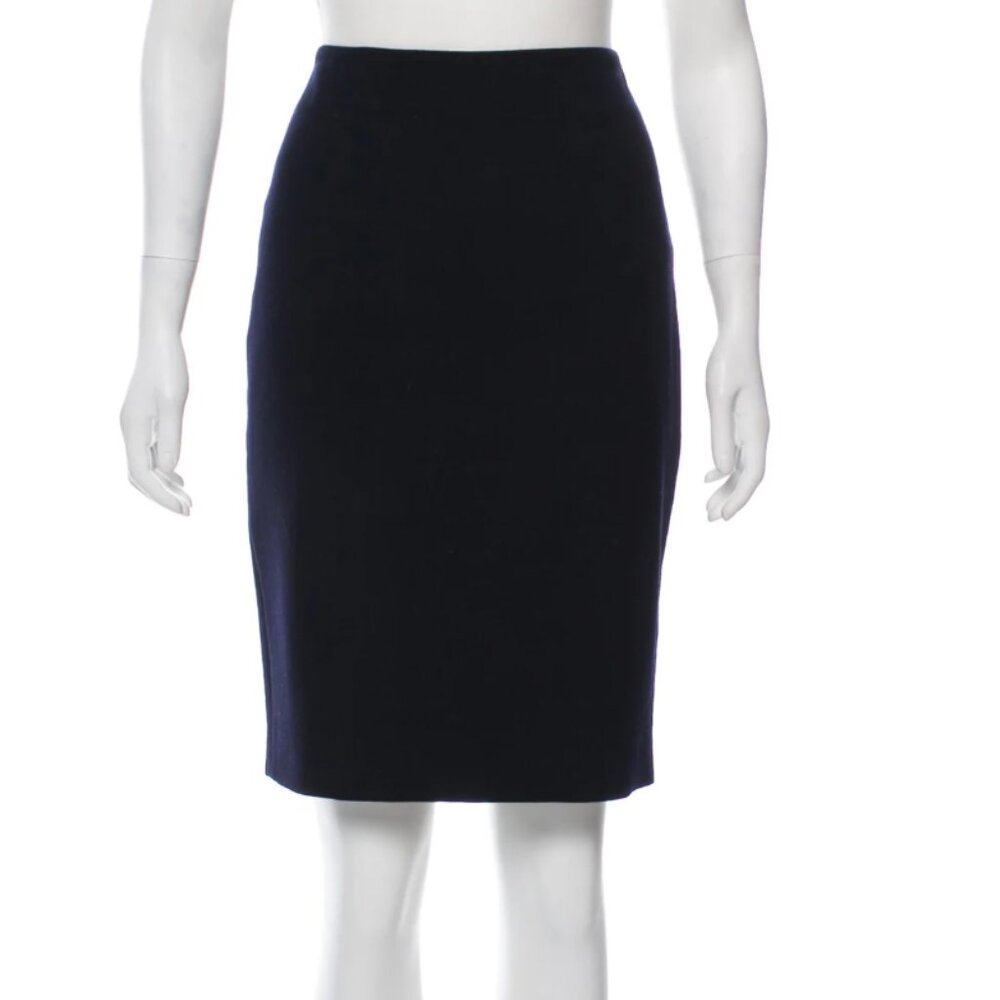 MaxMara Knee-Length Navy Wool Skirt.  Size: L | US 10